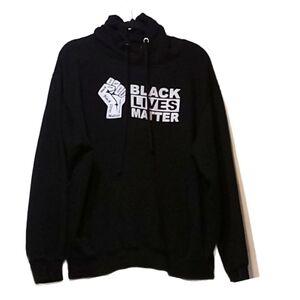 GemRock Fleece Skater Hoodie BLM PullOver M XL Streetwear Black White Grunge